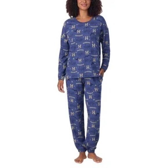 The Wizarding World Of Harry Potter Blue Hogwarts Two Piece PJ Jogger Set Sz.M - Picture 1 of 14